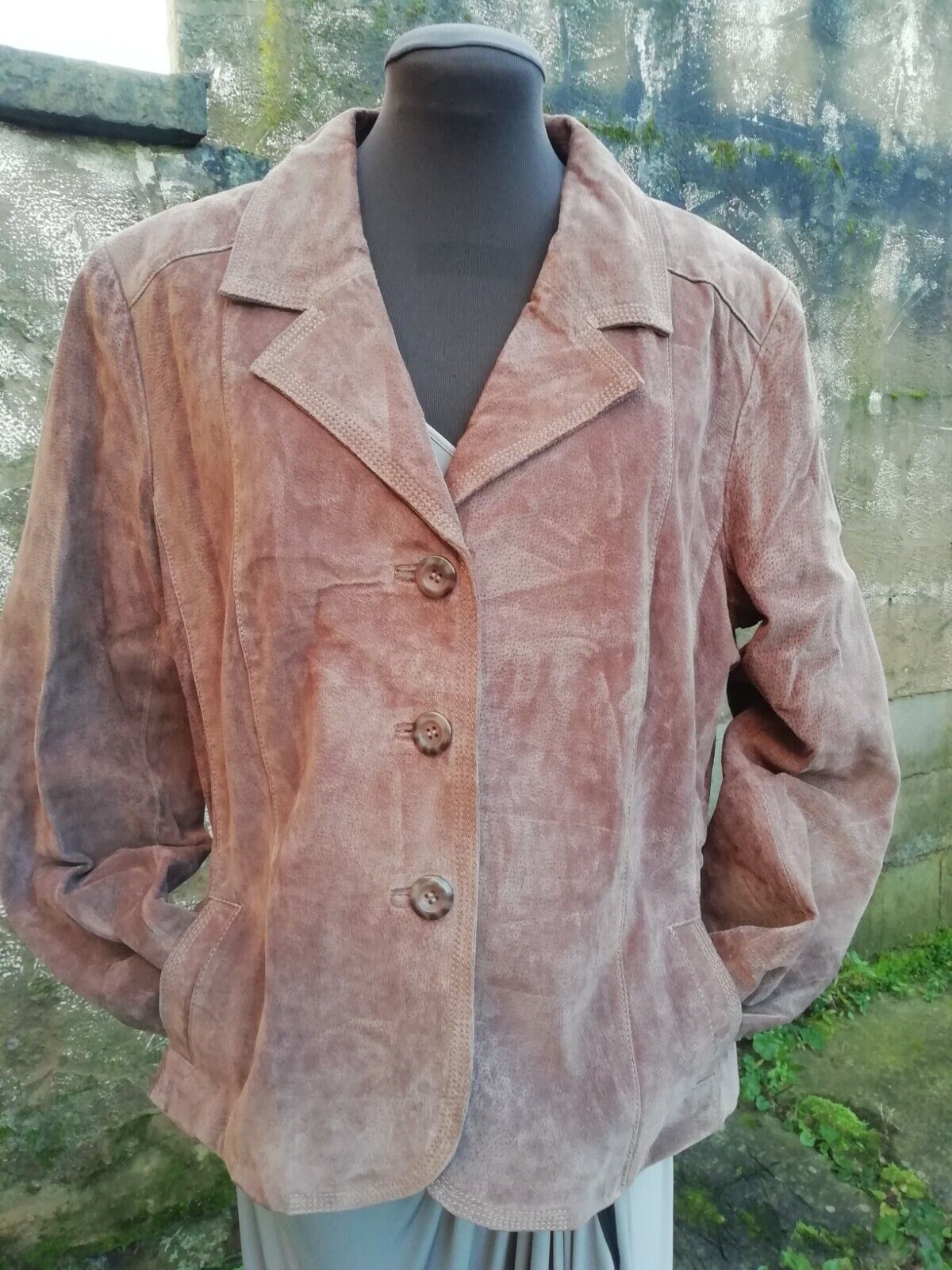 Vtg s WS Genuine Split Pig Skin Leather Brown Ladies Jacket .  Superb