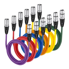 NEEWER 6-Pack 1M XLR Female to XLR Male 3 Pin Microphone Color Audio Cables