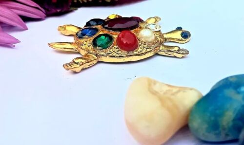 Auspicious 7cm Navratan Tortoise Vastu Kachua Hindu Temple Good Luck Home Diwali - Picture 3 of 7