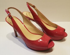 Nine West Pink Patent Leather Heels Slingback Size 9 Just Smile Platform