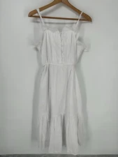 J Crew Dress Womens Medium White Eyelet Beverly Sleeveless