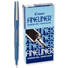 11014 Pilot Fineliner Marker Pen, Fine Fiber Tip, Blue Ink, Pack of 25