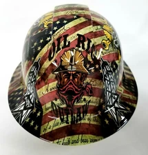 NEW FULL BRIM Hard Hat custom hydro dipped in new OIL RIG OUTLAW ROUGHNECK  OSHA
