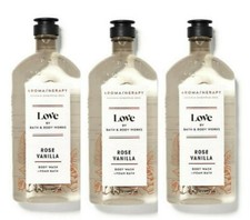 BATH AND BODY WORKS AROMATHERAPY LOVE ROSE VANILLA BODY WASH SET OF 3 