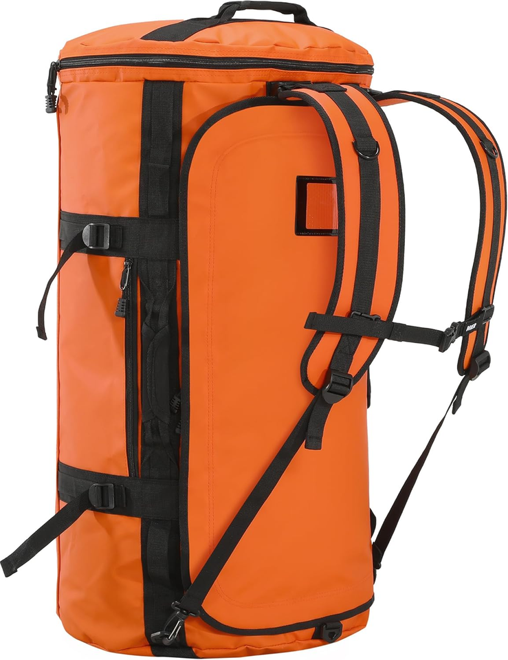 Large Duffle Backpack Sports Gym Bag with Shoe Compartment Orange 45L