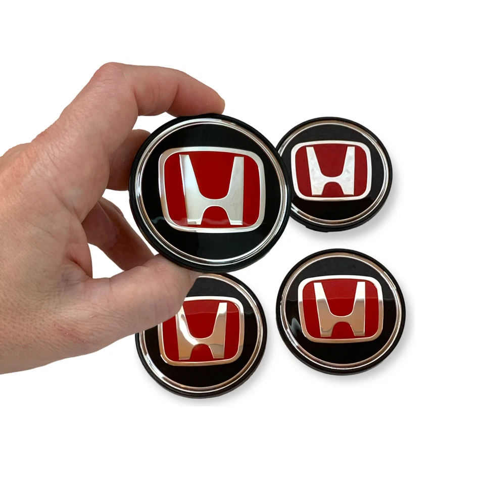 4x Center Caps Red Logo Black 2.5 inch Hubcaps for Wheels Honda Accord 2018-2022 - Image 3 of 4