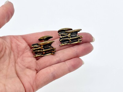 Boutons De Manchette Pentti Sarpaneva En Bronze Pitsi - Finlande, Vintage, Rectangle 2 Cm