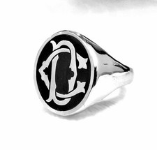 ANELLO PERSONALIZZABILE INIZIALE MONOGRAMMA IN ARGENTO SIGILLO CHEVALIER UOMO 
