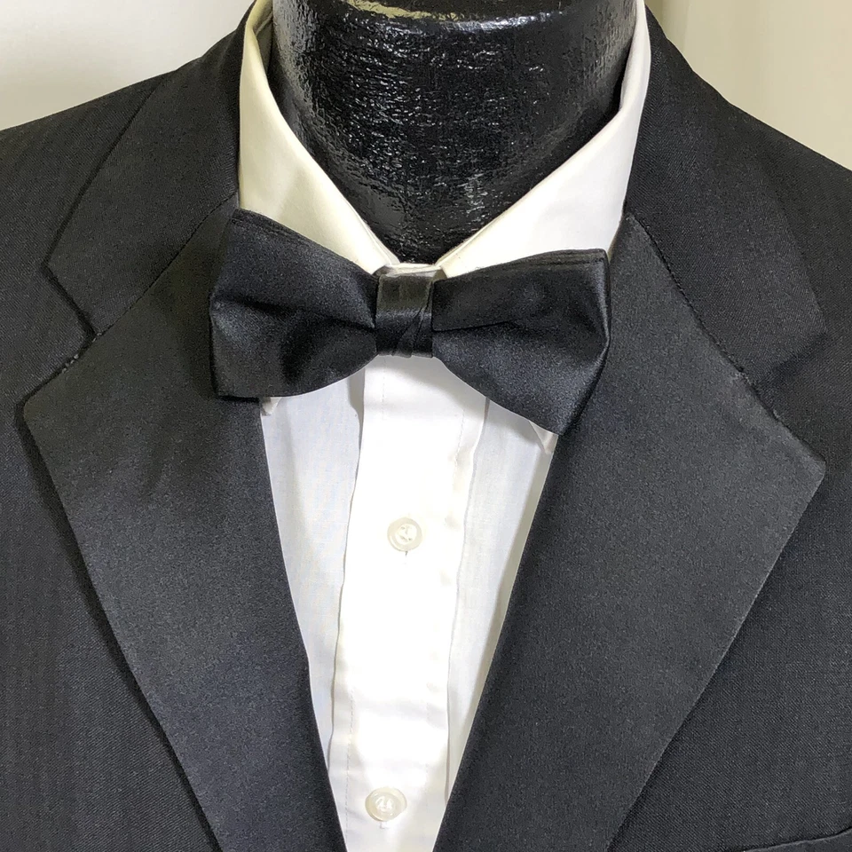 De Colección Años 50 Rockabilly Negro Esmoquin Piel de Tiburón Traje Seda Lana Formal Boda Esmoquin 40 Foto 3 de 4