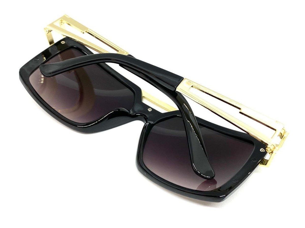 Square Sunglasses with UV400 Protection Lens and Metal Gem Temple Hydra, gem cut with black temples. ㅤ Faceted rimless lenses  main image 3