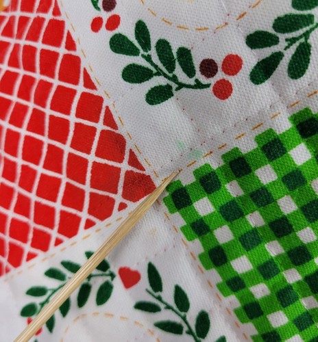 Vintage Kitchen Works gestepptes Patchwork Weihnachten halbe Schürze mit Rückbindung - Bild 7 von 13