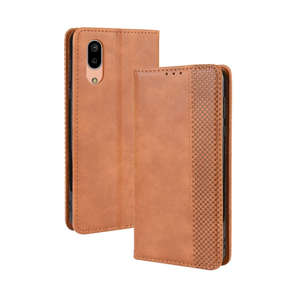 Leather Flip Wallet Case Protective Cover Skin For Sharp Aquos Sense3 Plus Retro - Image 3 of 4