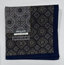 MEN HANDKERCHIEF PIERRE CARDIN BROWN PAISLEY GEOMETRIC COTTON POCKET SQUARE 18