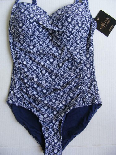 Bond-Eye Australia NipTuck Swimsuit 4 Ruched Multi-Fit Cup Porcelain Blue NEW - Picture 3 of 6