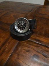 Vintage Authentic 1996 Harley-Davidson Wheel Belt Buckle W/ Belt Size 40-42 Rare