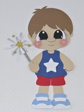 4th of July Sparkler Boy Brown Hair. Scrapbook, Card making Paper Piecing
