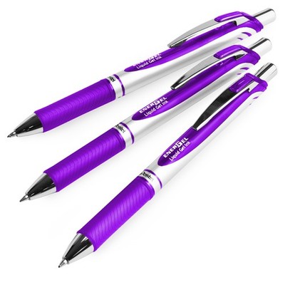 Pentel BL77 Energel Einziehbar Gel Tintenroller Stifte 0.7mm Tip Violett Pack 3