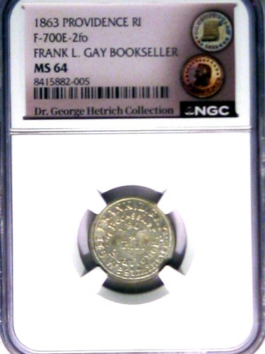 Rhode Label Providence Rhode Island Civil War Token Gay Over 1857 Dime NGC MS64 Ex ...