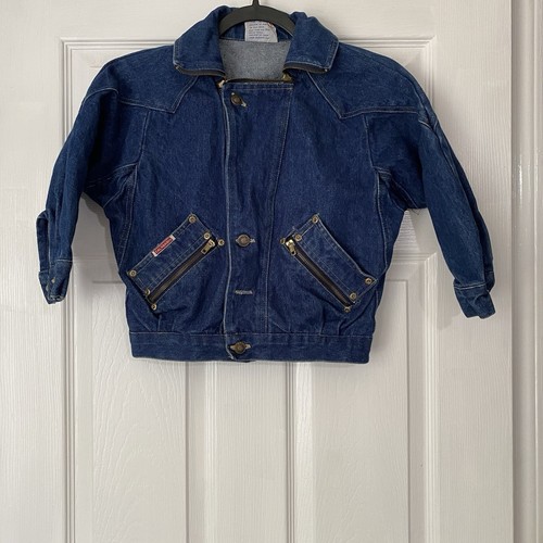Vintage Jean Jacket Kids Size 5 Calabash Blue Zip Button Pockets