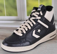 Converse Men's Leather CONVERSE WEAPON MID Sneakers Shoes Black/Ivory Size 9