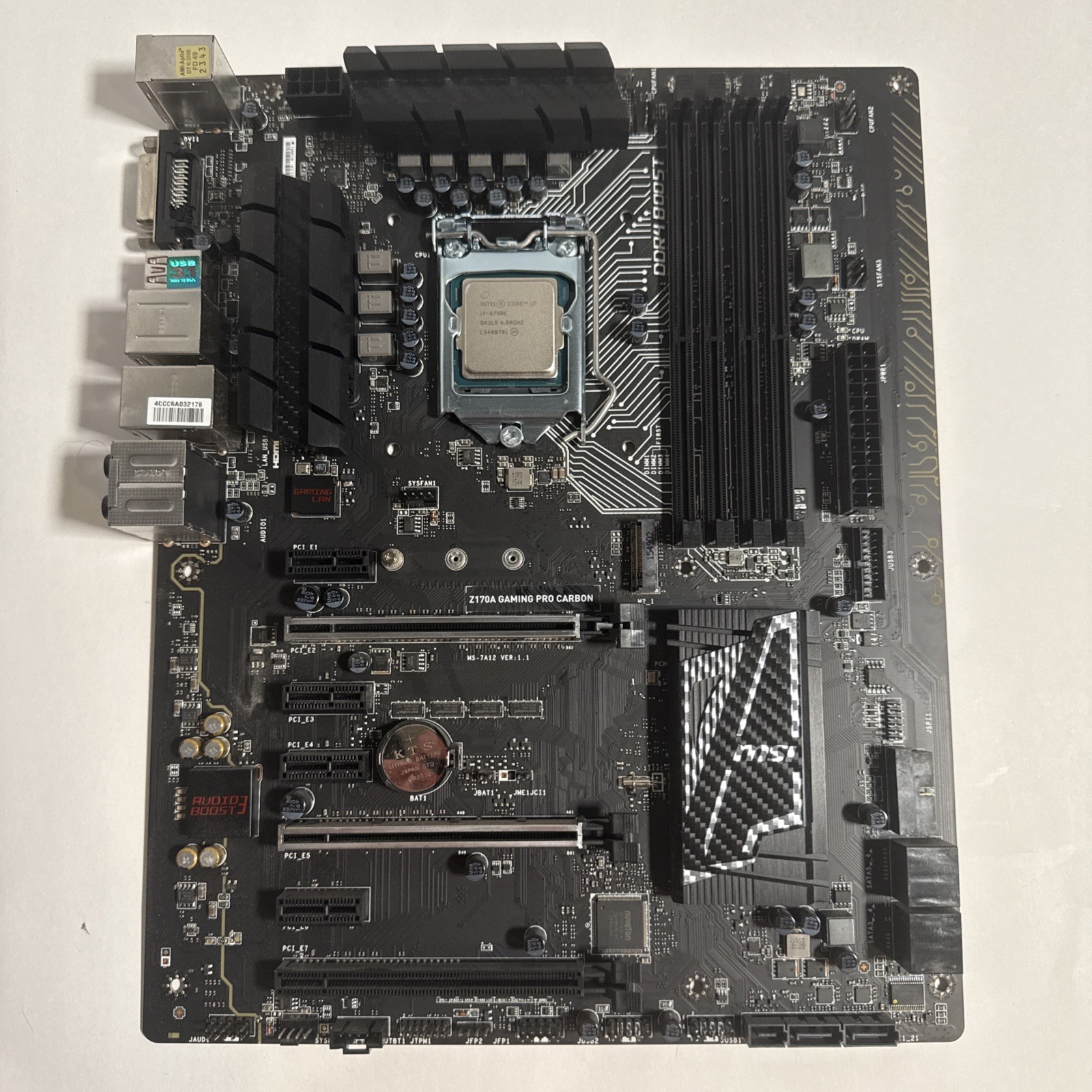 Intel i7-6700K CPU + MSI Z170A Gaming Pro Carbon LGA1151 Motherboard + AIO 