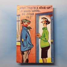 Saucy Comic Postcard Crook Old Maid Stick Up 1972 Censor Passed TROW