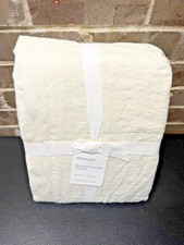Pottery Barn Belgian Flax Linen Double Flange KING /Cali Duvet Cover IVORY New