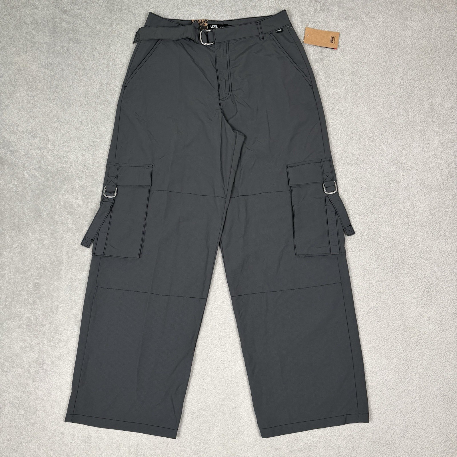 Vans Cobra Baggy Cargo Pants Women 29 Gray Wide Leg Utility 