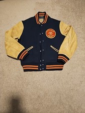 Polo Ralph Lauren Broken Wool & Leather Varsity Basketball Patch Jacket Med & L 