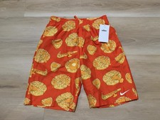 Nike Boys Swim Shorts Orange Waffle Print Youth XL Lined Elastic Waist