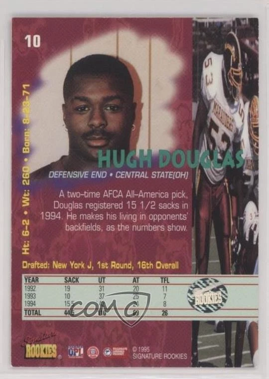 1995 Signature Rookies Tetrad Auto /5000 Hugh Douglas #10 Auto RC - Image 2 of 2