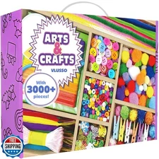VLUSSO 3000Pcs DIY Arts and Crafts Supplies Kit for Kids - Kids C
