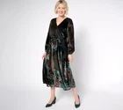 Destination 365 Women's Petite Dress PL Burnout Velvet Long Multi-colored