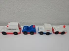 Vintage Fisher Price Little People Lot Police Ambulance Mail Vehicles