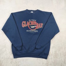 Vintage Oneita Sweatshirt Large Glacier Bay Outfitters Crewneck Blue Made in USA