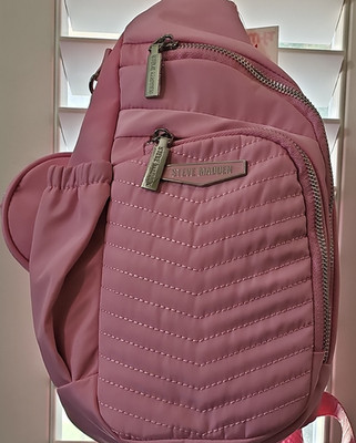 Steve Madden Pink Quilted Small Sling Bag w/ Coin Purse, Adjustable Strap, Zip