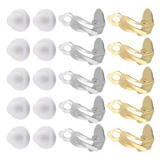 20X Clip-on Earring Converter w/ Silicon Earring Pad White  Gold