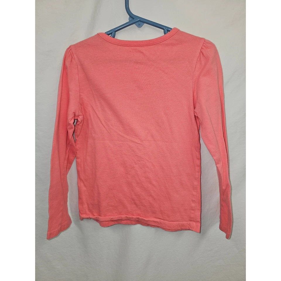 Crazy 8 Girls Long Sleeve Shirt, Heart Gold Graphic, Size S (5-6), Coral - Image 2 of 4
