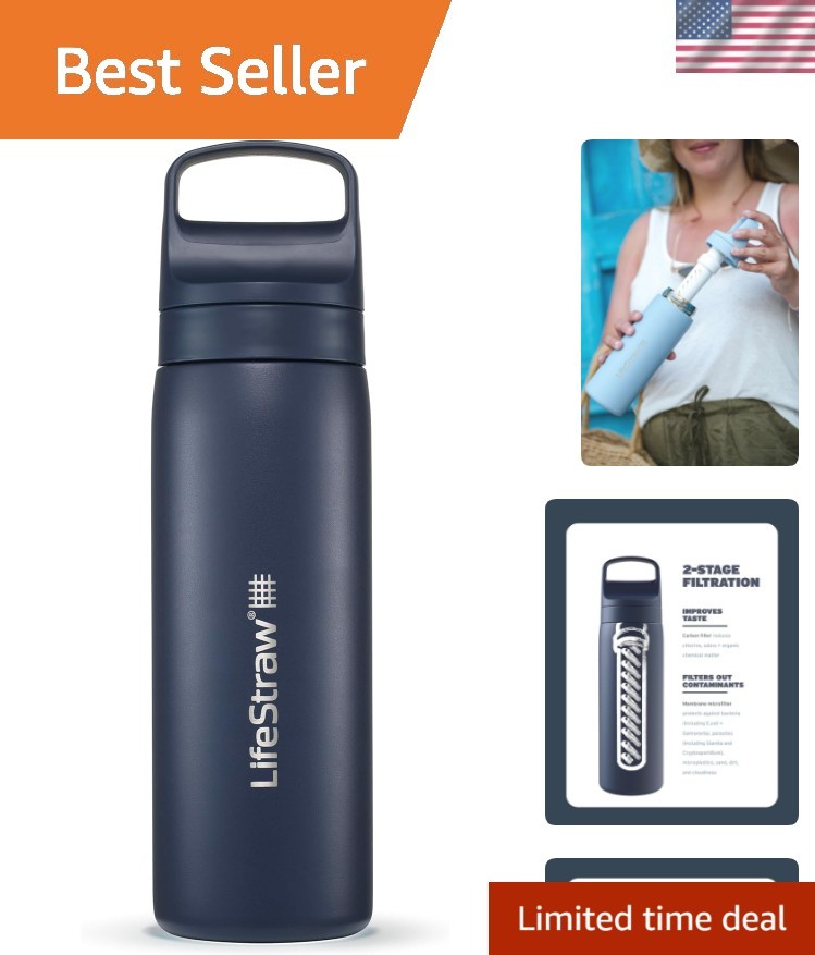 Go Series &ndash; Insulated Stainless Steel Water Filter Bottle for Travel and Ever...