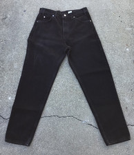Vintage 90s Levi's 550 USA Batwing Tag Orange Tab Black Jean Men Size 32 x 30.5 