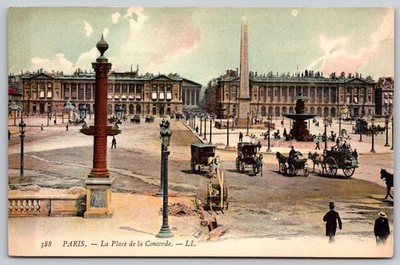 Vintage Paris La Place de la Concorde Postcard Early 1900s B269