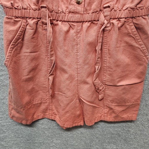 Old Navy Girls Sz M (8) Sleeveless Tie-Front Romper Sunset Flame Orange - Picture 3 of 9