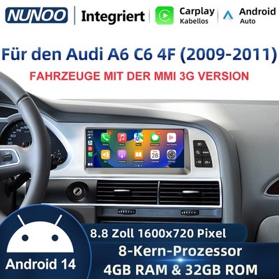 8.8'' Android14 Carplay Für Audi A6 4F MMI3G 09-11 32G Display Navi GPS Bluetooth