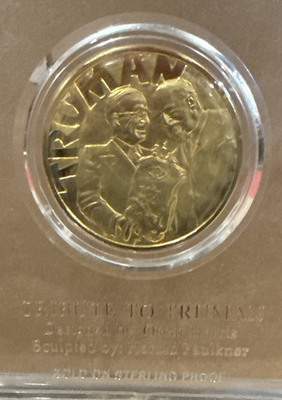 #ad Tribute To Harry S Truman Coin Franklin Mint Gold On Sterling Silver Proof $89.99