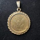 1897 $5 Liberty Head Gold Coin 8.36g W/ 14K Rope Bezel & Bail