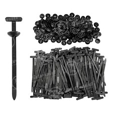 100 Pcs Nylon Universal Cable Tie Buckle for Car, T Style Automotive Zipper Clip