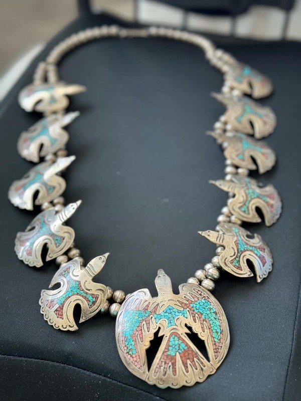 native vintage necklace thunderbird silver 925