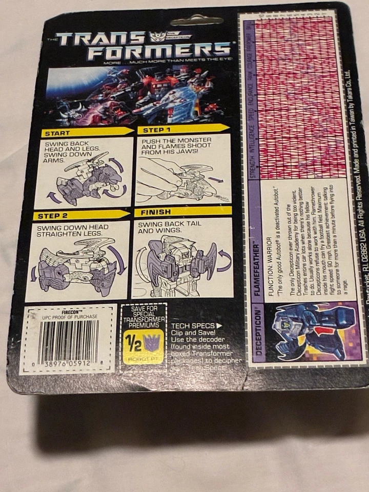 Transformers Original G1 1988 Firecon Flamefeather Sealed - Image 2 of 4
