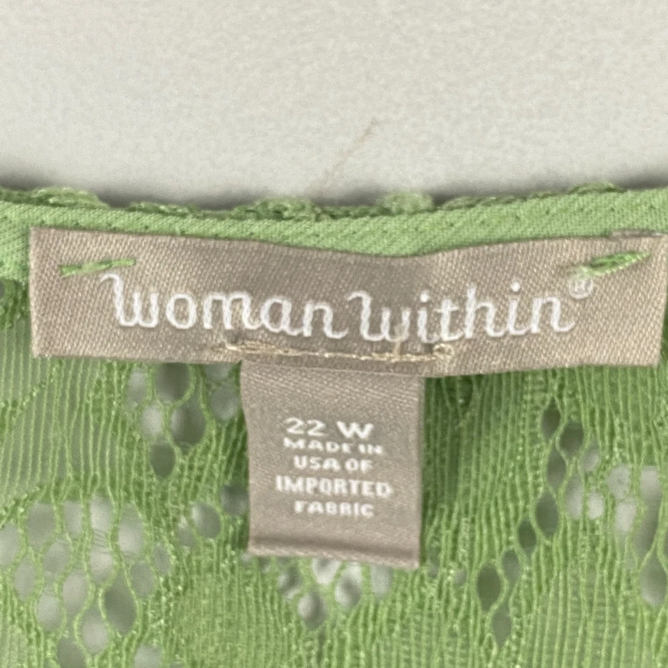 Cárdigan de encaje floral verde Woman Within talla 22W frente abierto manga larga Foto 4 de 4
