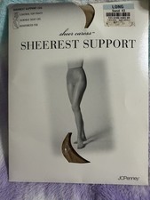 Vintage JCPenny LONG SAND 43 SHEEREST SUPPORT CONTROL TOP PANTY HOSE NEW